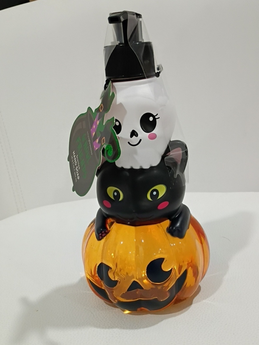 Halloween Cat & Ghost Pumpkin Hand Soap Dispenser - Orange/Black/White